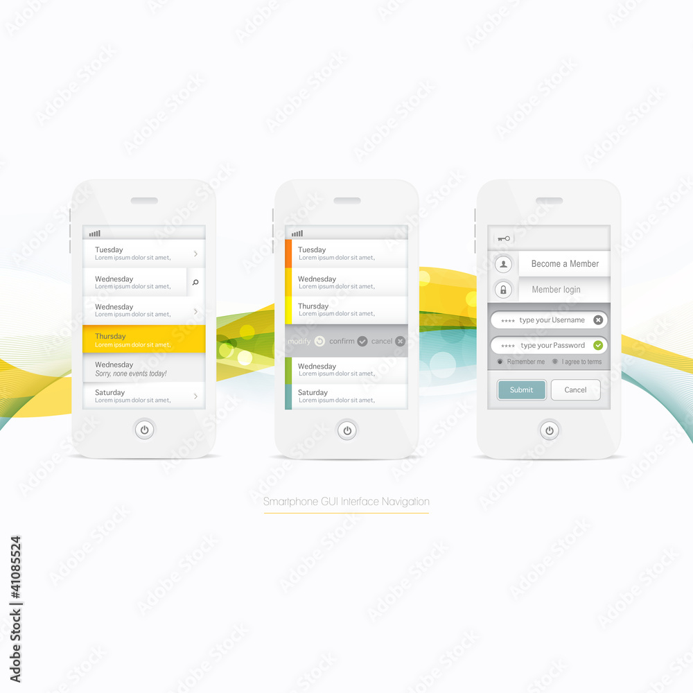 Wall mural smartphone graphic gui navigation menu elements