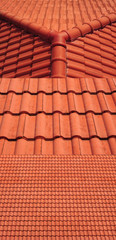 3 view of red roof tiles