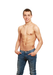 Fototapeta premium Portrait of a shirtless young man