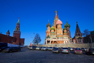Fototapeta premium Intercession Cathedral at Moscow in winter