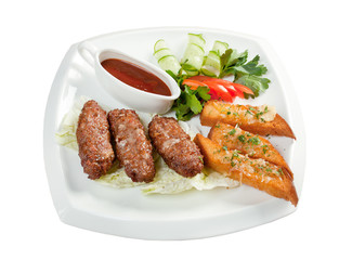 beef cutlets with vegetableon