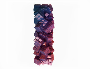 Violet Letter I Made of Cubes In 3D