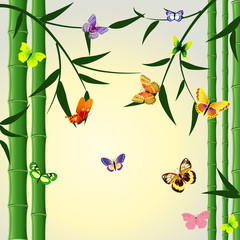 Oriental bamboo pattern with butterflies
