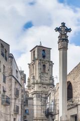 Assumption church bell tower at Calaceite, Spain