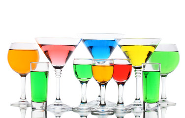 alcoholic cocktails isolated on white