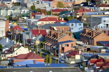 Keuken spatwand met foto Huizen in de voorsteden, Hobart, Tasmanië, Australië © redzaal
