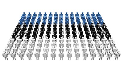 abstract people in colours of Estonian flag illustration