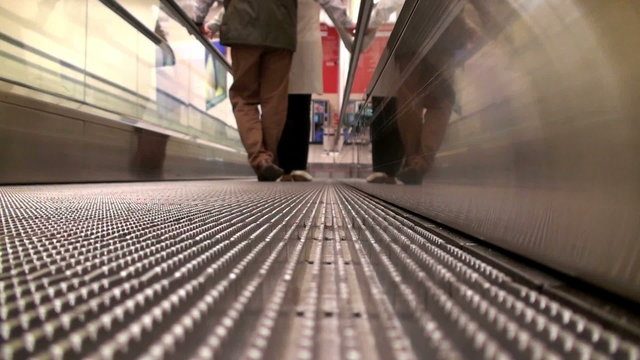 Shopping center escalator