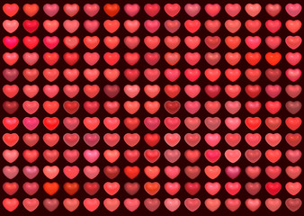 3d collection floating love heart in multiple red on deep red