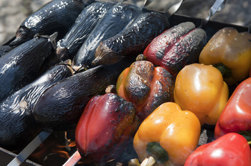 Vegetables on the open fire