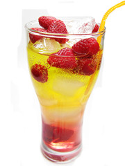fruit cocktail smoothie with raspberry