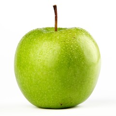 Fresh green apple with dew drops