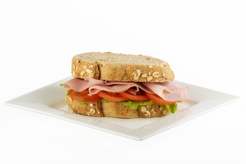 Fresh ham tomato and lettuce sandwich