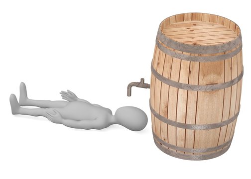 3d render of cartoon character with wooden barrel