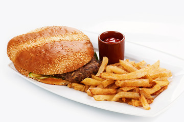 burger and fries