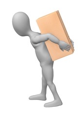 3d render of cartoon character with package