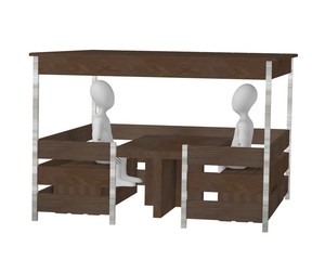 3d render of cartoon characters in pavillon