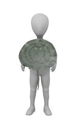 3d render of cartoon character with stingray