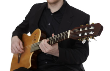 Fototapeta na wymiar Guitarplayer na białym tle