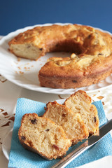 Slices of apple and raisins cake