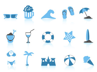 simple beach icon blue series