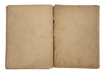 Open old blank book with clipping path