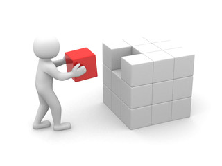 3d man - people with cubes