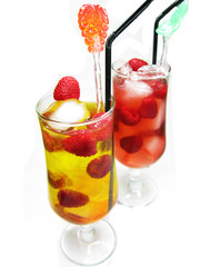 fruit cocktail smoothie with raspberry