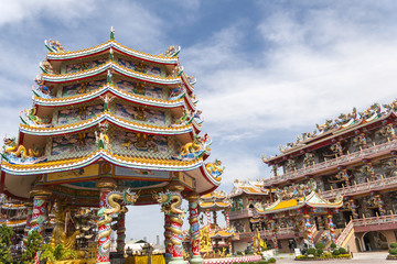 Fototapeta premium The pagoda in belief asian on clear sky