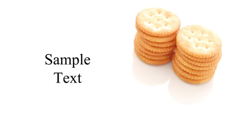 two stacks of crackers with space for custom text