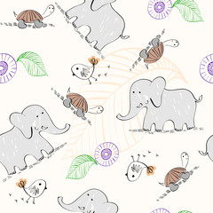 Sweet babies doodle seamless pattern. Babies background.