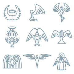 angel and charity icons vector set