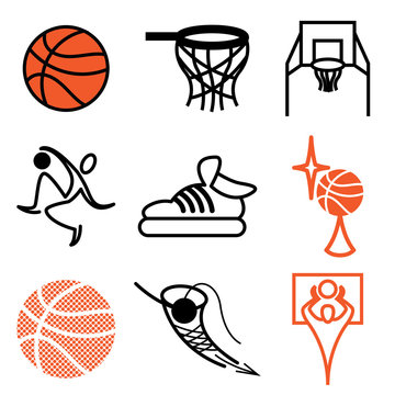 basketball sports icons vector set