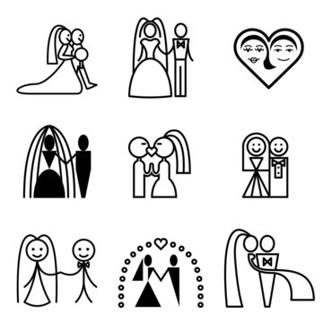 wedding icons vector set