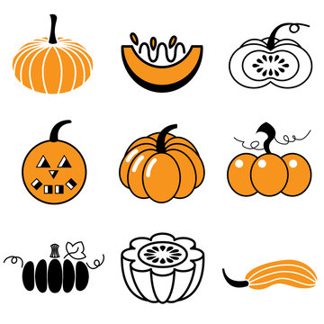 pumpkin icons vector set