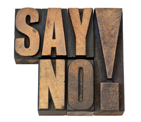 say no exclamation in wood type