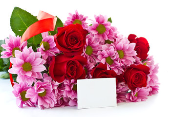 beautiful red rose and chrysanthemum