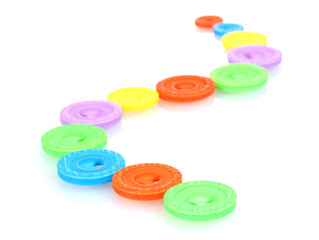 bright sewing buttons isolated on white