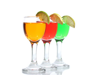 alcoholic cocktails isolated on white