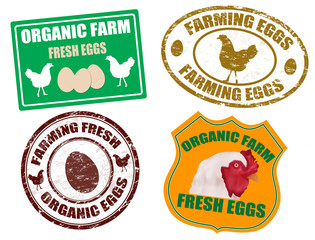 Farming eggs labels and stamps