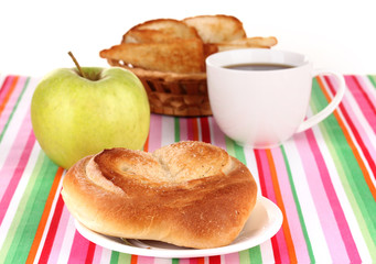 Classical breakfast. Coffee and bun