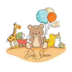 baby shower card with toys