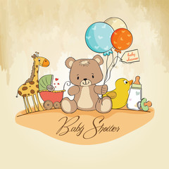 baby shower card with toys