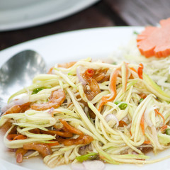 Mango salad a delicious and famous vegetable appetizer from Thai