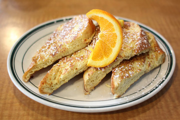 Plate of French toast at a cafe.