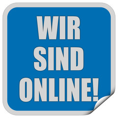 Sticker blau quadrat cu WIR SIND ONLINE