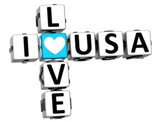 3D I Love USA Crossword Block text