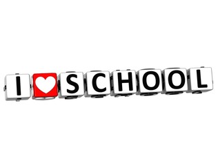 3D Love School Button cube text
