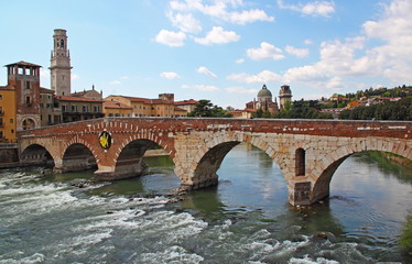 Verona along the river Adige, Italy