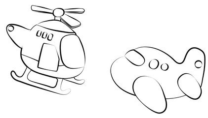 Cartoon Aircraft sketch. Travel theme.